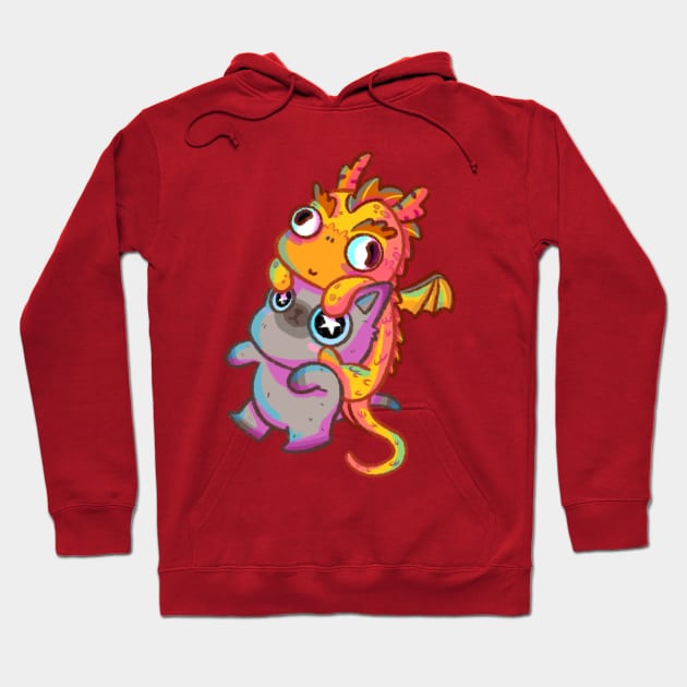 Dragon and Cat Hoodie by Sardoodles